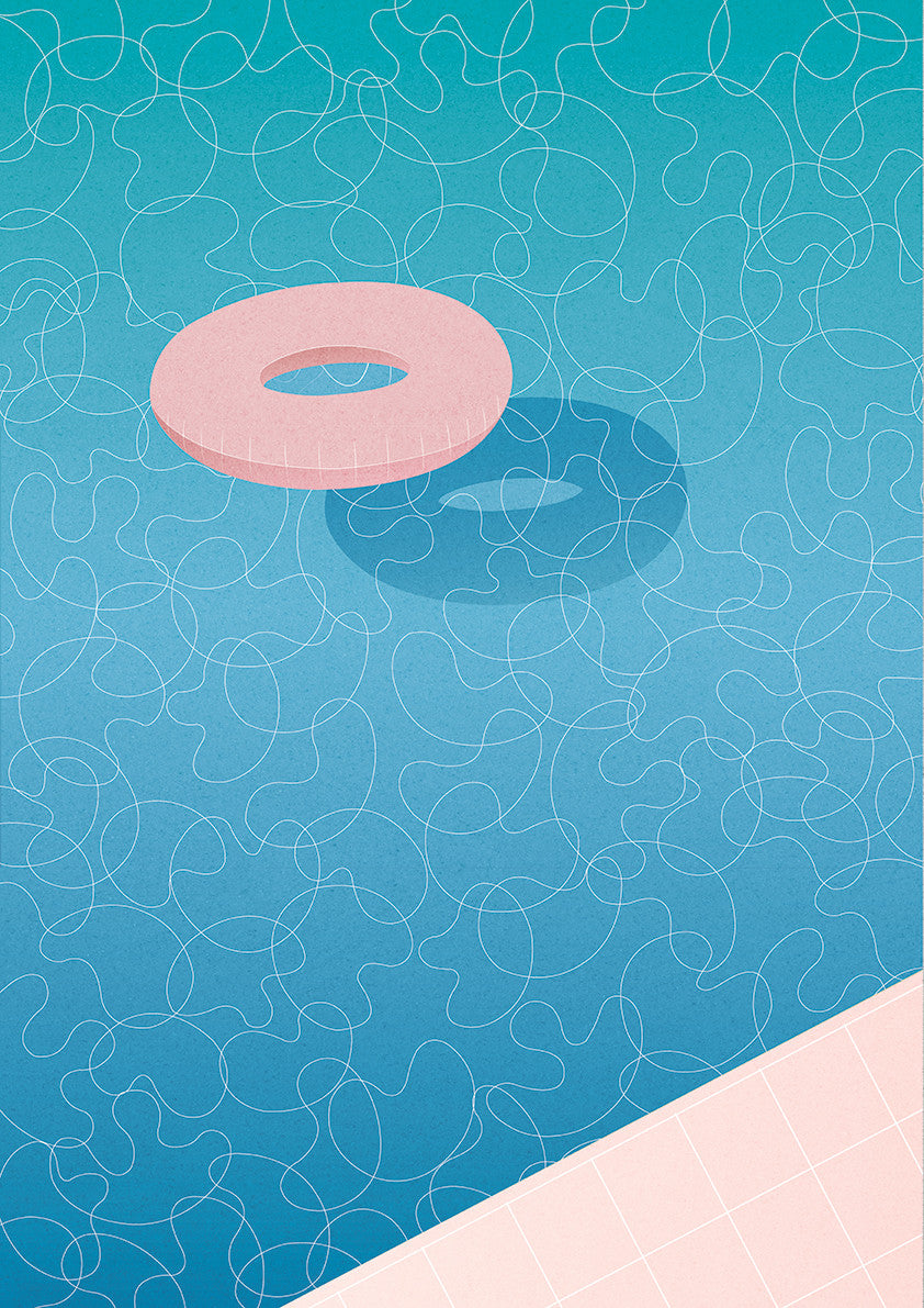 Float - swimming pool art print on white