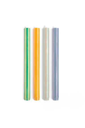 Mixed Stripe Dinner Candles - Various Colours