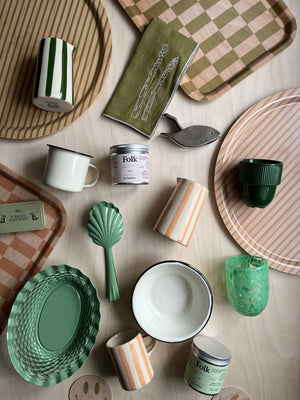 Round Birch Striped Wood Tray + other colours