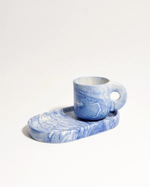 Blue Marble Double Espresso Cup & Tray