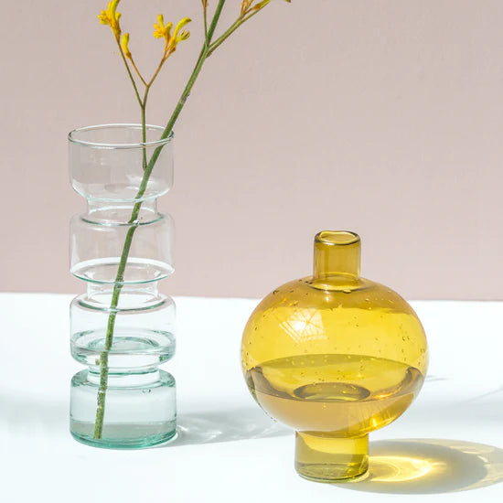 Amber Transparent Recycled Glass Vase
