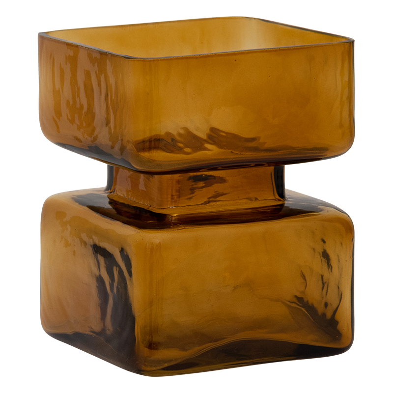 Smoked Amber Camo Recycled Glass Pillar Candle Holder