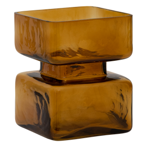 Smoked Amber Camo Recycled Glass Pillar Candle Holder