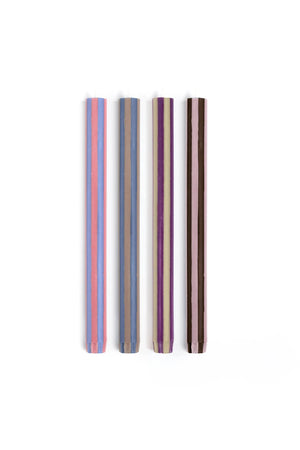 Mixed Stripe Dinner Candles - Various Colours