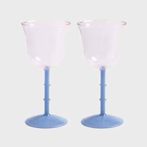 Tulip Dot Wine Glasses - Pink and Blue