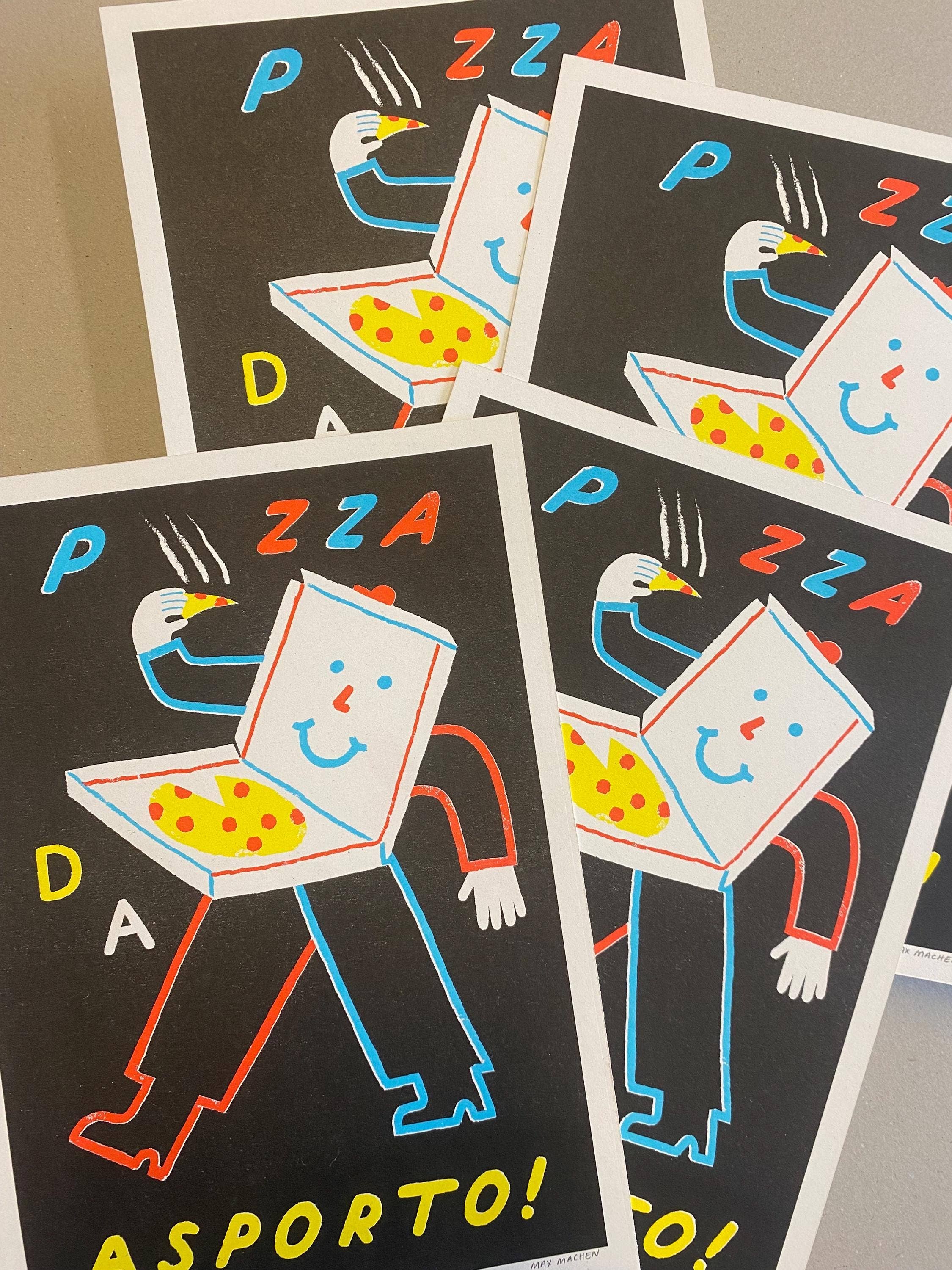 'Pizza Da Asporto' Riso Art Print (A4) by Max Machen – DOWSE