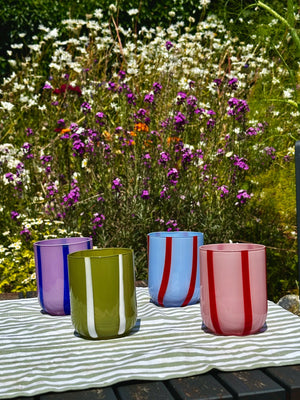 Atina Striped Glass Tumbler + other colours