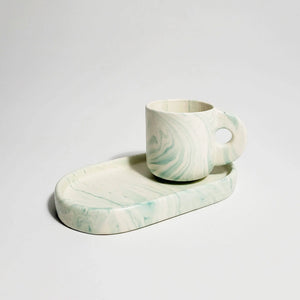 Green Marble Double Espresso Cup & Tray