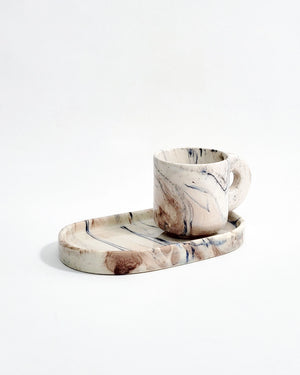 Storm Marble Double Espresso Cup & Tray