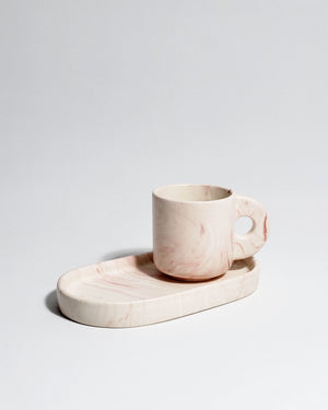 Pink Marble Double Espresso Cup & Tray