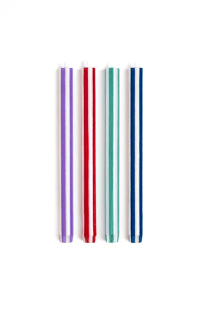 Mixed Stripe Dinner Candles - Various Colours