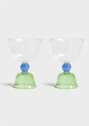 Green Tulip Glasses - Set of two