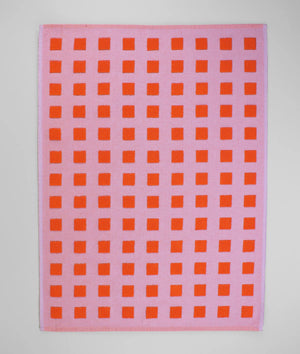 Squares Tea Towel - Lilac/Warm Red