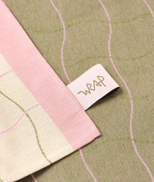 Wave Grid Cotton Tea Towel - Pink