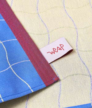 Wave Grid Cotton Tea Towel - Blue