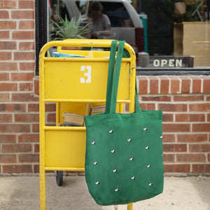 Snoopy Embroidered Forest Green Tote Bag