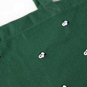 Snoopy Embroidered Forest Green Tote Bag