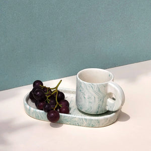 Green Marble Double Espresso Cup & Tray
