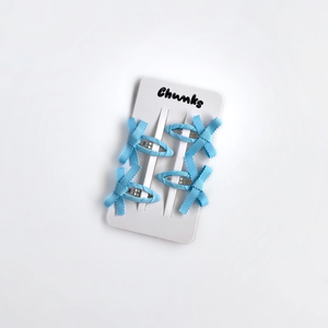 Bow Snap Clips in Baby Blue