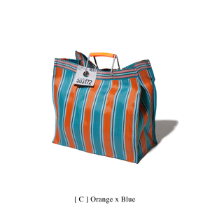 Recycled Plastic Striped Market Bag Square