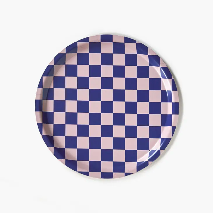 Indigo & Almond Checkerboard 31cm tray