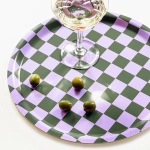 Lilac & Olive Checkerboard 31cm tray