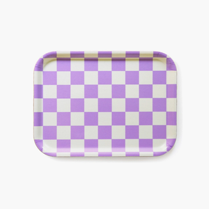 Lilac & Butter Checker Serving Tray - 27x20 cm