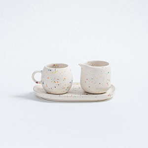 'New Edition' White Confetti Handmade Espresso Mug