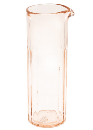Pink Reeded Glass Carafe