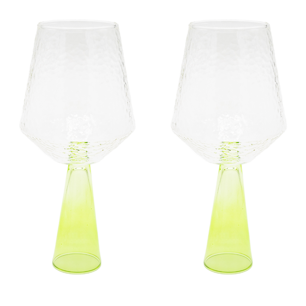 Claude Wine Glasses - Green - Set of 2