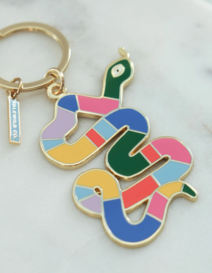 Rainbow Snake Enamel Keyring