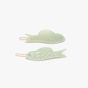 Jade Green Fish Women's Hair Clip Set