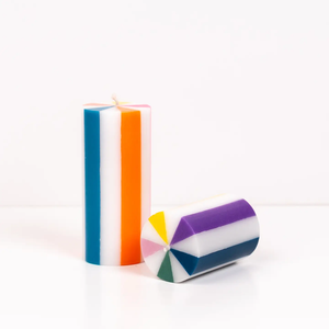 Tall Stripe Pillar Candle + other colours