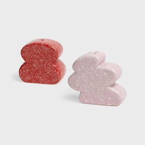 Abstract Salt & Pepper Set Red & Lilac