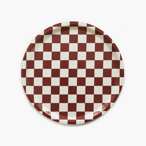 Burgundy & Cream Checkerboard 31cm tray