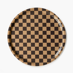 Chocolate & Gold Checkerboard 38cm tray