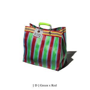 Recycled Plastic Striped Market Bag Square