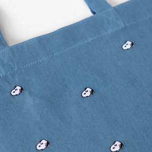 Snoopy Embroidered Denim Tote Bag