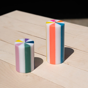 Tall Stripe Pillar Candle + other colours