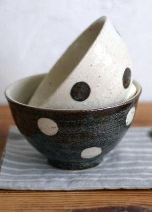 Mizutama Polka Dot Rice Bowl - two colours