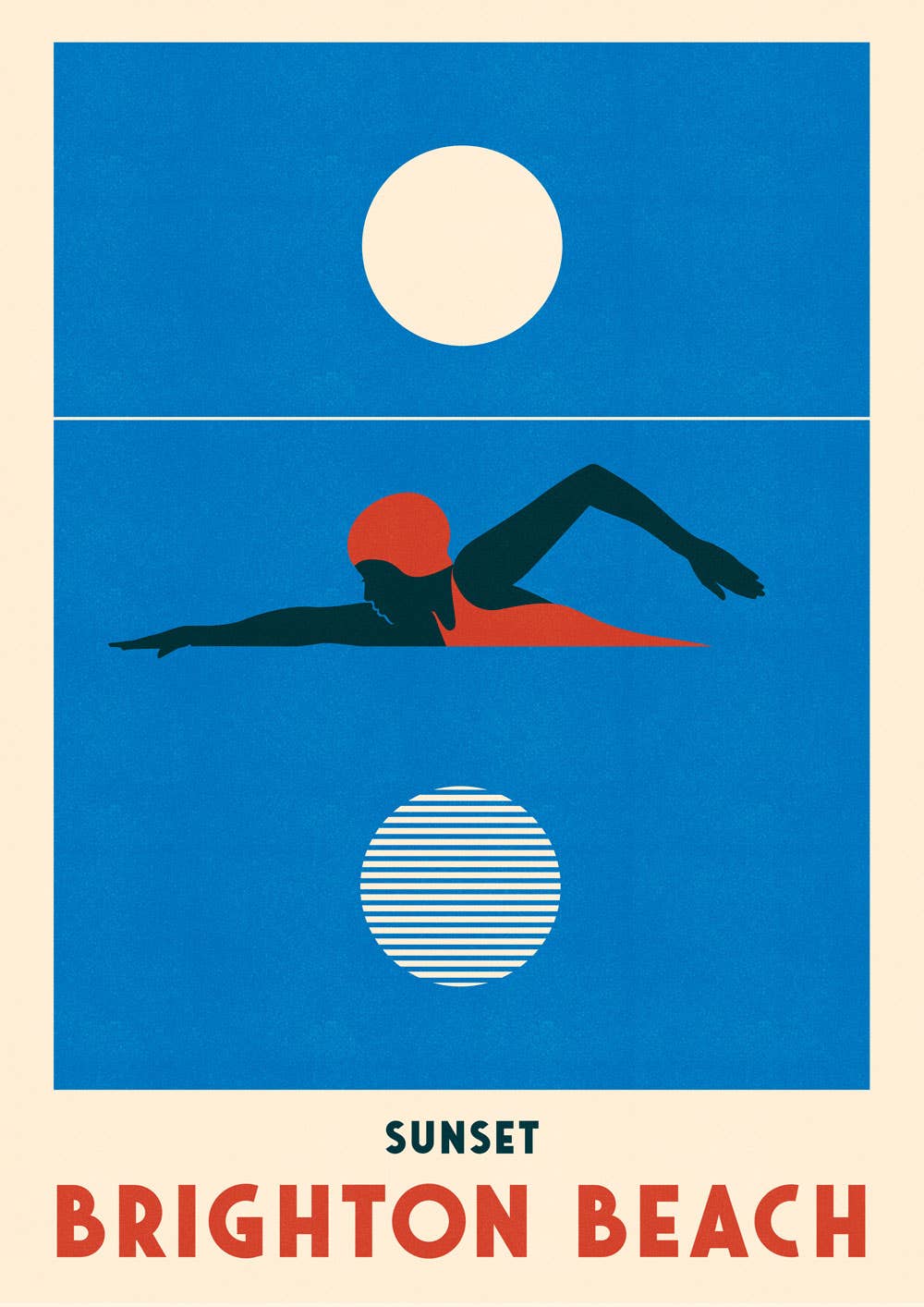 Brighton Sunset Swim Art Print