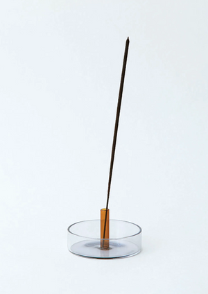 Duo Tone Glass Incense Holder - Amber/Smoke