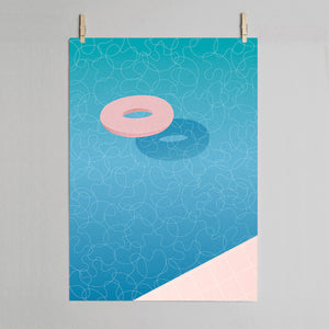 Float - swimming pool art print grey